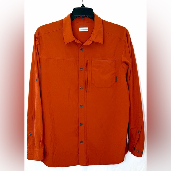 Columbia Shirt Men Large Red/Orange Button-Up Omni-Wick Advanced Evaporation - Picture 1 of 7